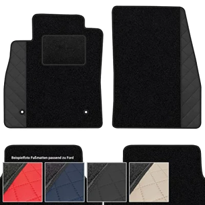 Abbildung von moto MOLTICO Fußmatten Auto Velours Autoteppiche Schwarz Automatten Set 4 teilig Auffälliges Design passend für Ford Puma ab 2019 (Schwarzes Muster)