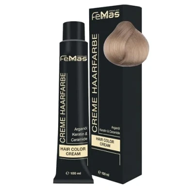 Abbildung von FemMas Haarfarbe Platinblond Intensiv 11.0 I Professionelle Creme mit Arganöl, Keratin &amp; Ceramiden Als dauerhafte Haarfärbung oder Tönung für strahlende, haltbare Farbergebnisse 100 ml