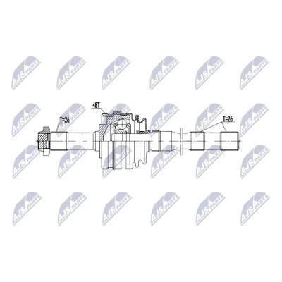 Abbildung von NTY NPW ME 202 Antriebswelle Vorderachse links 989mm Automatikgetriebe MERCEDES BENZ: G Klasse SUV (W463) 500 (463.247, 463.248, 463.249, 463.240