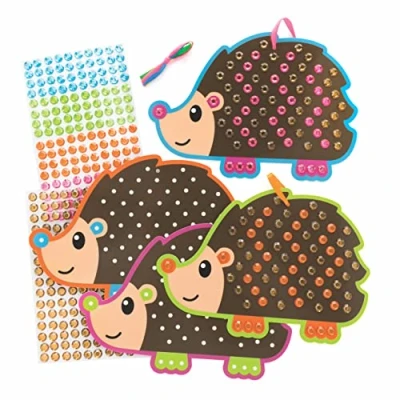 Abbildung von Baker Ross FE703 Igel Bastelset mit Schmucksteinen 3er Pack, Kreativset für Kinder, selbstklebenden
