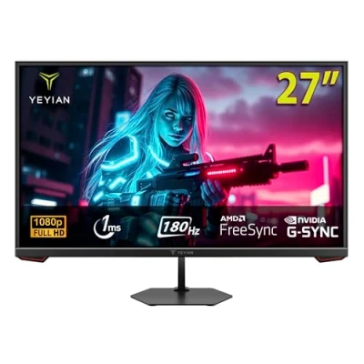 Abbildung von YEYIAN Flacher Gaming Monitor 27&quot; FHD 1920x1080 IPS Panel Betrachtungswinkel 178 1000:1 180 Hz 16:9 16,7 Millionen Farben 1 ms Reaktionszeit VESA DisplayPort/HDMI YMF IPF27 G1