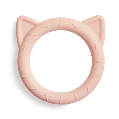 Abbildung von Mushie Beißring für Babys aus BPA frei Silikon Fördert Sehsinn &amp; Motorik Baby Zahnen Nursing Zubehör Sichere Hochwertige Kleinkinder Kinder Jungs Mädchen Katze Design (Erröten)