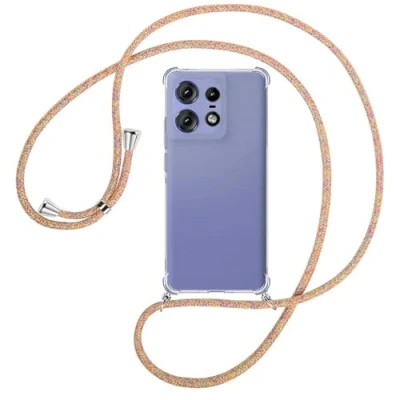 Abbildung von mtb more energy® Handykette kompatibel mit Motorola Edge 50 Pro 5G (6.7&#039;&#039;) Rainbow/Metallteile: Silber Smartphone Hülle zum Umhängen TPU Case
