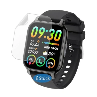 Abbildung von Frgnie Schutzfolie kompatibel für WeurGhy Y6 Smartwatch 1,85 Zoll, TPU HD Folie (6 Stück) Poounur/aycy Displayschutzfolie