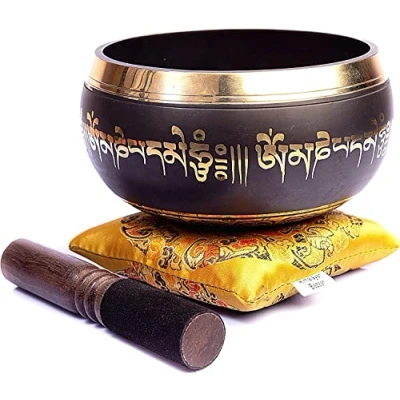Abbildung von Tibetische Klangschalen Setz Einfach zu Spielen für Anfänger Authentische Handarbeit Heilung Meditation Yoga Klang Schüssel Perfekt Geschenk Frauen von Himalayan Bazaar