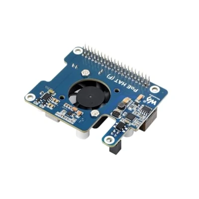 Abbildung von Waveshare POE HAT (F) for Raspberry Pi 5, 802.3af/at Compliant, Power Over Ethernet Expansion Board with Metal Heatsink,Onboard Cooling Fan