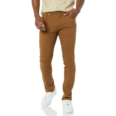 Abbildung von Amazon Essentials Herren Stretchjeans, Skinny Passform, Dunkles Khakibraun, 30W / 28L