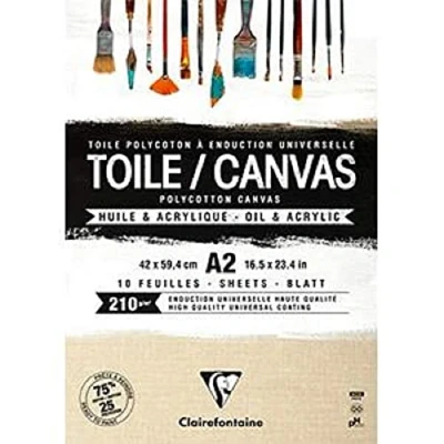 Abbildung von Clairefontaine 975212C Packung (mit 10 Blatt Leiwand zum Bemahlen Sandkorn, 210g, kopfgeleimt, DIN A2, 1 Pack, Natur
