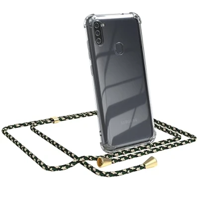 Abbildung von EAZY CASE Handykette kompatibel mit Samsung Galaxy M11 Handyhülle Umhängeband, Handykordel Schutzhülle, Silikonhülle, Hülle Band, Kette Hülle, Grün Camouflage