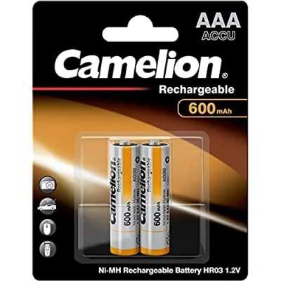 Abbildung von Camelion 17006203 Ni MH Rechargable Batterien AAA / HR03, 2 Stück, Kapazität 600 mAh, wiederaufladbar, für elektronische Geräte zur Sicherstellung einer optimalen Energieversorgung