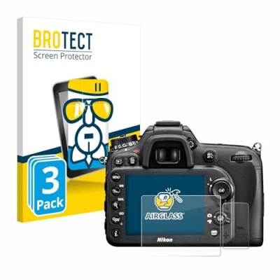 Abbildung von BROTECT Schutzglas für Nikon D7100 (3 Stück) Schutzfolie Panzer Folie Glas [Extrem Kratzfest 9H, Anti Fingerprint, Ultra Transparent]