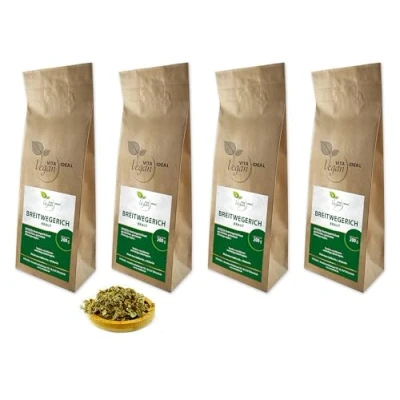 Abbildung von VITA IDEAL Vegan® BREITWEGERICH Kraut 4x 300g geschnitten Plantago major BREITWEGERICHKRAUT Breit Wegerich Kräuter Tee &amp; Aufguss, ohne Zusatzstoffe.