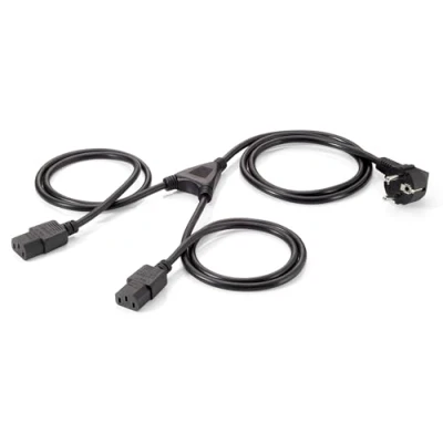 Abbildung von Equip e&#039;quip Y Netzanschlußkabel (VDE) Netzkabel Schuko/Stecker 2 x IEC/Buchsen 1.8 m schwarz