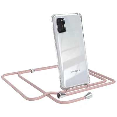 Abbildung von EAZY CASE Handykette kompatibel mit Samsung Galaxy A41 Handyhülle Umhängeband, Handykordel Schutzhülle, Silikonhülle, Hülle Band, Stylische Kette für Smartphone, Rosé Gold