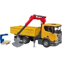 Abbildung von Bruder® Spielzeug LKW 03551 Scania Super 560R Baustellen LKW, mit Kran und 2 Paletten, für Kinder ab 4 Jahren