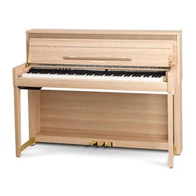 Abbildung von Classic Cantabile UP 1 LA E Piano 88 Tasten 3 fach Sensorik Twinova Funktion 22 Effekte Dämpfersimulation MP3 Recorder Mic In OLED Display 40 Sounds Pedale helle Eiche