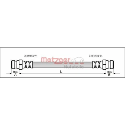 Abbildung von METZGER 4114010 Bremsschläuche 199 F10 x 1 PEUGEOT: 306 Schrägheck, Cabrio, Kombi, CITROËN: ZX Xsara Schrägheck