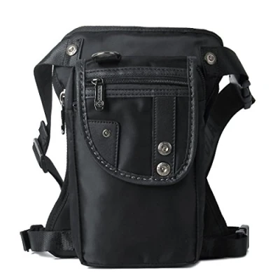 Abbildung von Xieben Nylon Drop Beinbeutel für Herren Frauen Fanny Bauchtasche Hüfttaschen Motorradfahren Radfahren Angeln Outdoor Steampunk Tactical Bum Pouch Schwarz