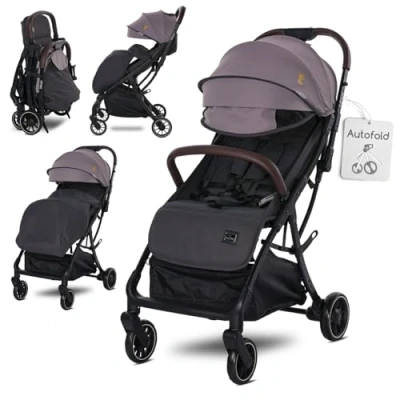 Abbildung von Lorelli Kinderwagen Minori, Sport Buggy klein zusammenklappbar, Autofold Einhand Klappsystem, Nur 9,3kg, kompakter Sportsitz bis 22kg, Baby Reisebuggy mit Flaschenhalter, PU Leder Handgriff, Grau