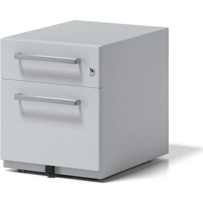 Abbildung von BISLEY Rollcontainer Note mit Griff, 1 Universalschublade, HR Schublade, Metall, 645 Lichtgrau, 56.5 x 42 49.5 cm