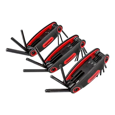 Abbildung von Amazon Basics Faltbares Innensechskant Schlüssel Set, 3er Packung, metrisch/SAE/Torx