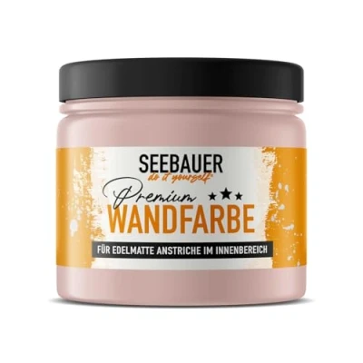 Abbildung von SEEBAUER diy Wandfarbe Rot 300ML für Innen (No. 329 Cherry Kiss) Edelmatte hellrote Innenfarbe Rottöne sehr hohe Deckkraft Matt, Abwaschbar und Tropffrei