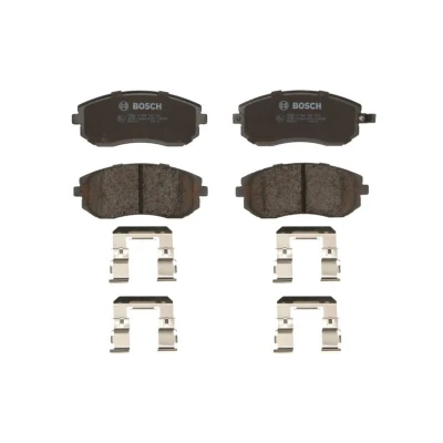 Abbildung von BOSCH 0 986 494 653 Bremsbelagsatz Low Metallic mit akustischer Verschleißwarnung Anti Quietsch Blech Feder SUBARU: Forester III