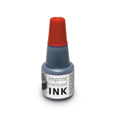 Abbildung von Imprint Nachfülltinte 7711 für Handstempelkissen 9071M, 9072M, 9073M 1 Nachfüllfläschchen, Füllmenge 24ml, rot, wasserbasierte Stempelfarbe, sauberer Abdruck, Größe 7,5 x 3 cm