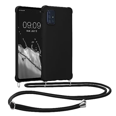 Abbildung von kwmobile Necklace Case kompatibel mit Samsung Galaxy A71 Hülle Cover Kordel zum Umhängen Silikon Schutzhülle Schwarz