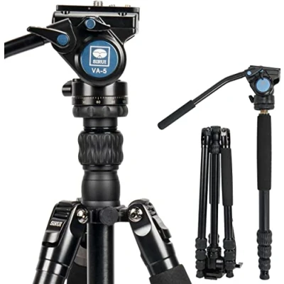 Abbildung von SIRUI Profi Traveler VA Video Stativ, 159 cm, Aluminium, Reise Stativ mit Videoneiger, Tragkraft bis zu 3 kg