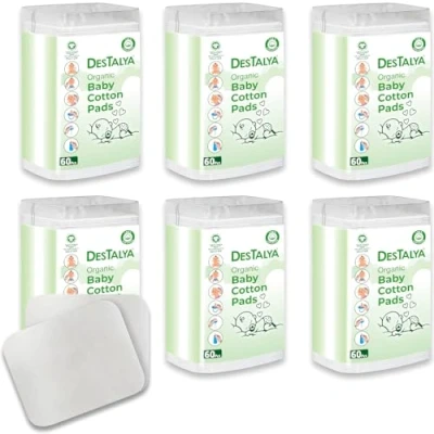 Abbildung von DESTALYA Baby Baumwollpads Bio Einmalwaschlappen für empfindliche Haut Wattepads zum Wechseln von Windeln, Entfernen Make up, zur Körperpfle (Bio 360)