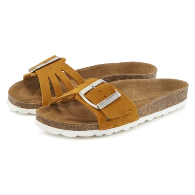 Abbildung von Elbsand Pantolette flach, Damen, Größe: 37, Camel Schuhe