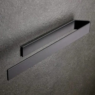 Abbildung von Designfabrik Hamburg Handtuchhalter ohne Bohren Wand für Bad &amp; Küche Handtuchring Wandhalter selbstklebend Badezimmermöbel Schwarz 40 cm Modernes Design