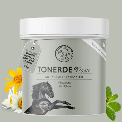 Abbildung von Annimally Tonerde Pferd 2kg Tonerdepaste für Pferde mit wertvollen Kräuterextrakten zur Entspannung &amp; Beruhigung der Muskeln