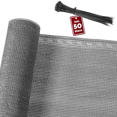 Abbildung von DETEX® Balkon Sichtschutz Wetterfest 1,4 x 10 m Zaun Windschutz 85% Schattierwirkung UV Beständig Garten Tennisblende 50 Kabelbinder Schattiernetz Terrasse Anthrazit