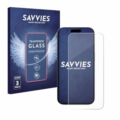 Abbildung von Savvies Panzer Schutz Glas für Apple iPhone 15 Pro (3 Stück) 9H Hartglas, Anti Fingerprint, Displayschutz