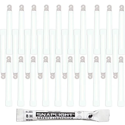 Abbildung von Cyalume SnapLight Knicklichter in weiß (30 er Pack) 15 cm Glow Sticks mit Haken am Ende ultra helle Light einer Leuchtdauer von 8 Stunden