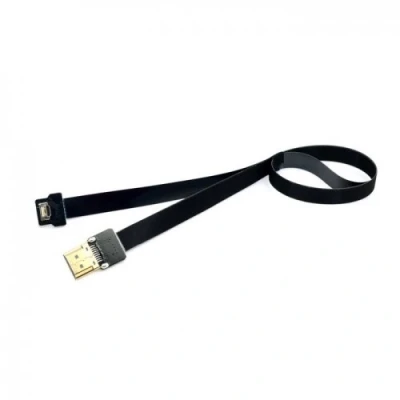 Abbildung von Cablecc 90 Grad nach unten abgewinkelter FPV Micro HDMI Stecker auf Stecker, FPC Flachkabel, 50 cm, für Multicopter Luftfotografie