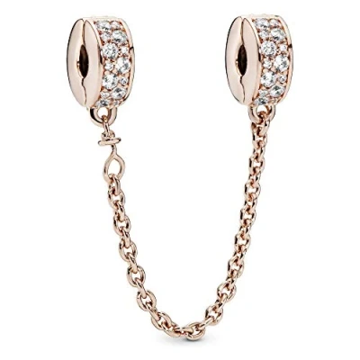 Abbildung von Pandora PAVÉ Safety Chain Charm, Damen, Größe: One Size, Rose gold plated