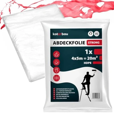 Abbildung von KOTARBAU® Abdeckfolie Maler 4x5 m Transparente Plane Baufolie Transparent Staubschutzfolie Allzweck Folie Malerplane Malerfolie für Renovierung und Umzug