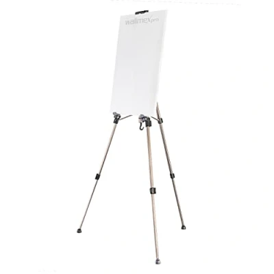 Abbildung von Walimex pro Mal Staffelei M 52 155 cm, Aluminium, ideal als Atelierstaffelei, Tischstaffelei &amp; Feldstaffelei, für Leinwände bis 74 cm Höhe, Tragfähigkeit ca. 6 kg, mit Tasche