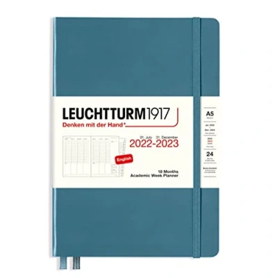 Abbildung von LEUCHTTURM1917 366030 Akademischer Wochenplaner Medium (A5) 2023, 18 Monate, Stone Blue, Englisch