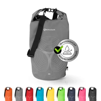 Abbildung von #DoYourSports Dry Bag Tasche 20L grau Wasserdichter Rucksack Wasserfester Beutel &amp; Packsack Drybag ideal für Boot, Kajak, Angeln und Camping