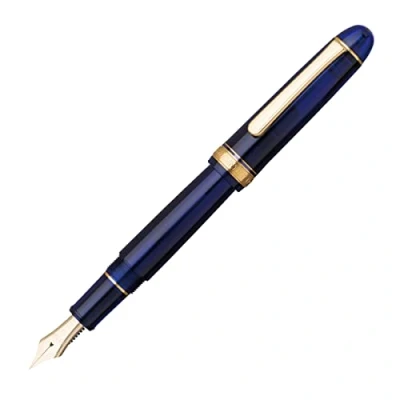 Abbildung von PLATINUM Japanischer Füllfederhalter #3776 Century Gold Trim Chartres Blue C/Blau/ 0,54 0,64 mm/Handgefertigt/Feder aus 14 Karätigem Gold/mit Geschenkbox/Füllhalter, PNB15000 51C