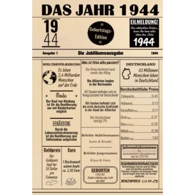 Abbildung von Das Jahr 1944: Notizbuch Mit Cover Im Zeitungsdesign / Jahrgang 1944