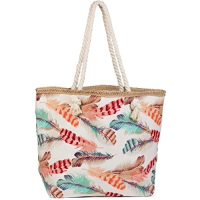 Abbildung von styleBREAKER Strandtasche mit bunten Federn (1 tlg)