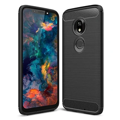 Abbildung von SCL Hülle Für Moto G7 Play Handyhülle Motorola Play, Carbon Faser Gebürstete Textur Design Schutzhülle mit Anti Kratzer und Stoß Absorbtion Technologie [Schwarz]