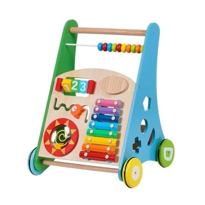 Abbildung von ZIZITO BABY LAUFLERNWAGEN HOLZ, Sicher und umweltfreundlich, Lauflernhilfe ab 12 Monate, Baby, Spielzeug zum Lernen, Musik