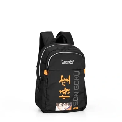 Abbildung von Franco Cosimo Panini Dragon Ball Offizieller Rucksack mit 2 großen zentralen Fächern, geräumiger Fronttasche, verstellbare und gepolsterte Schultergurte, Rückseite Boden