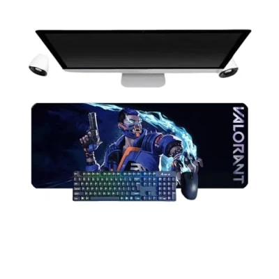 Abbildung von Purar Valorant Yoru Mauspad, XL, 800 x 300 mm, wasserdichtes Gaming Mauspad und 3 mm Basis aus rutschfestem Gummi, strukturierte Oberfläche